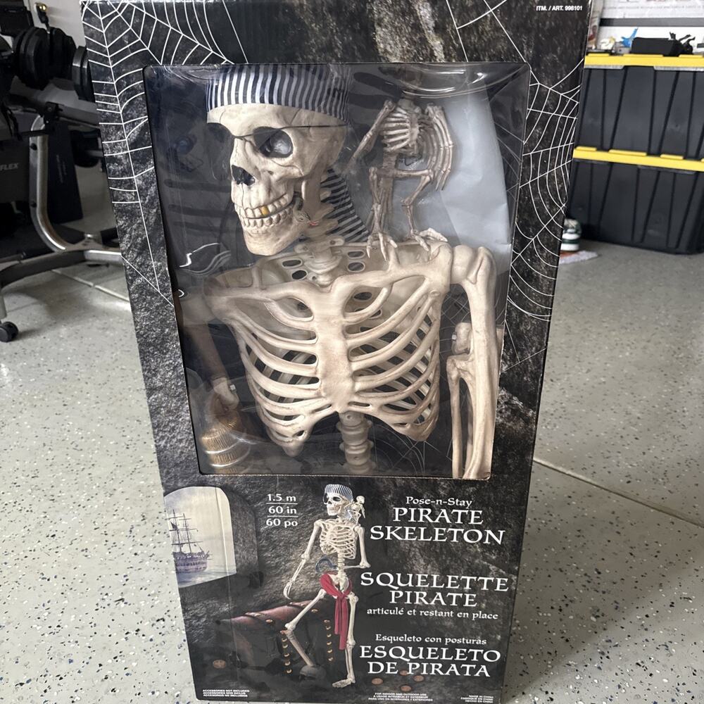 Crazy Bonez Life Size Halloween 60" Pirate Pose-N-Stay Skeleton - W/ Box